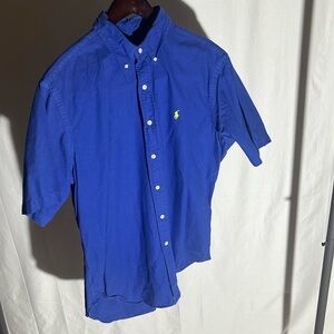 Polo Ralph Lauren Caldwell Short Sleeve Button Down Shirt Mens L blue Linen